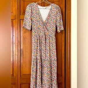 Boden Tiered Wrap Jersey Maxi Dress Floral
